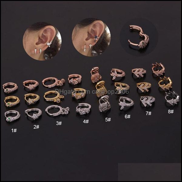 

dangle chandelier earrings jewelry zircon cartilage ear clip mini snake star charm ears hoop gold sier color pierc dhbi2, Silver