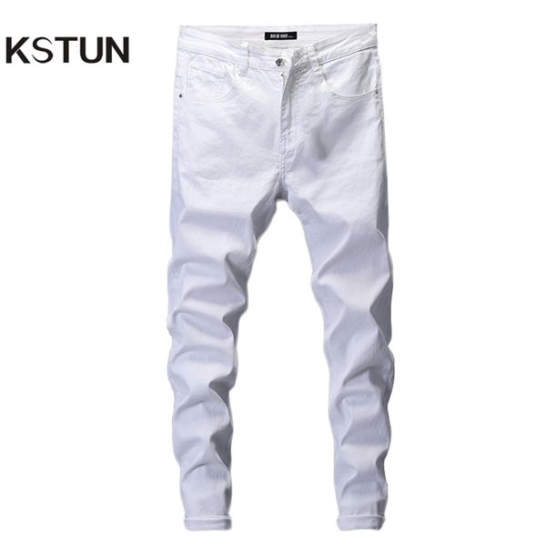 

skinny jeans men solid white mens jeans brand stretch casual men fashioins denim pants casual yong boy students trousers size 42 201123, Blue
