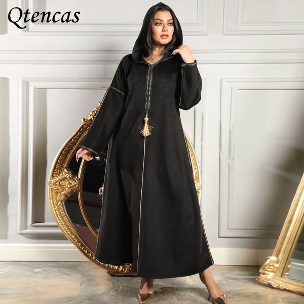 

winter black suede abayas for women dubai abaya turkey jalabiya muslim hijab dress moroccan kaftan galabia gulf djellaba femme, Red