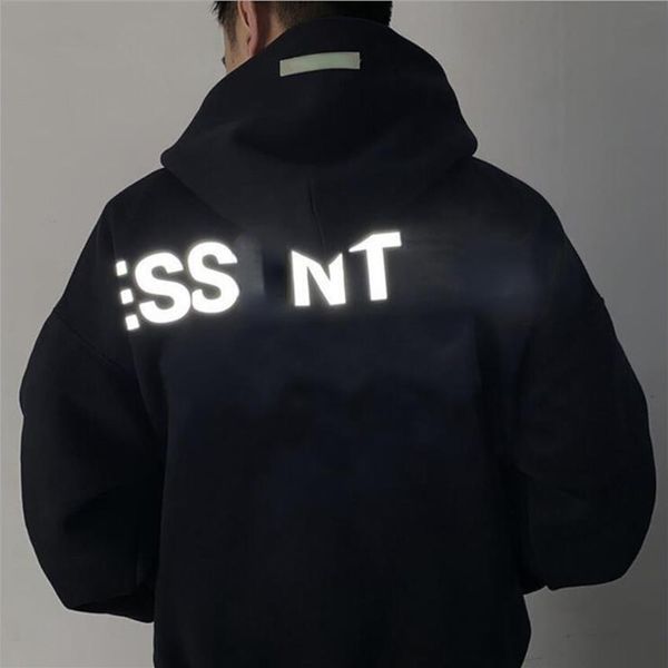 

men's essen thicken hoodie plus fleece high-quality cotton printed trendy pullover couple shopping hooded jacket autumn/winte211f, Black