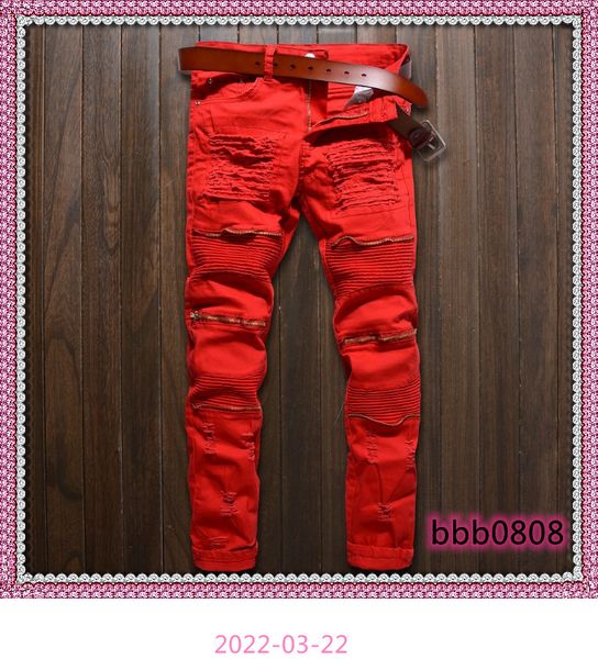 

men's jeans ripped skinny distressed destroyed straight fit zipper motor with holes men fashion design, Blue