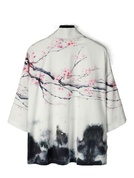

men landscape print kimono without tee f75t#, White;black