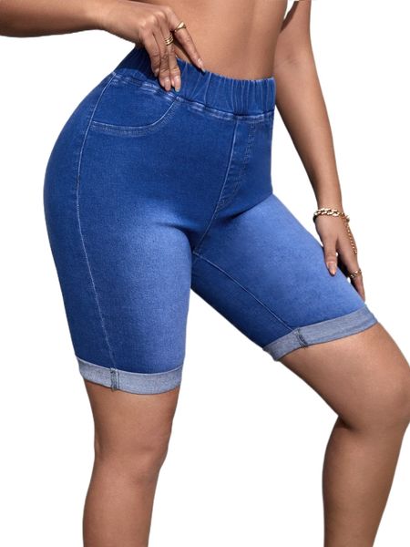 

sxy elastic waist skinny denim shorts j5by#, White;black