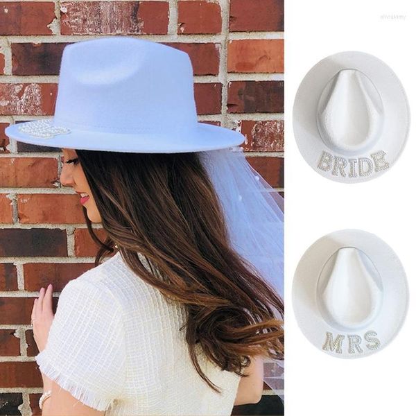 Berets Shinning BRIDE/MRS Letter Cowgirl Hat Neuheit Cowboy Summer Beach Western Fancy Dress AccessoriesBerets Oliv22