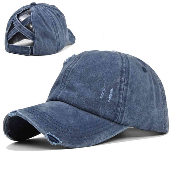 

hats hole make old braid ponytail wash baseball tie dye female, Blue;gray