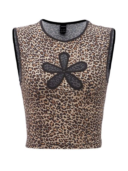 

leopard print contrast binding tank g26s#, White