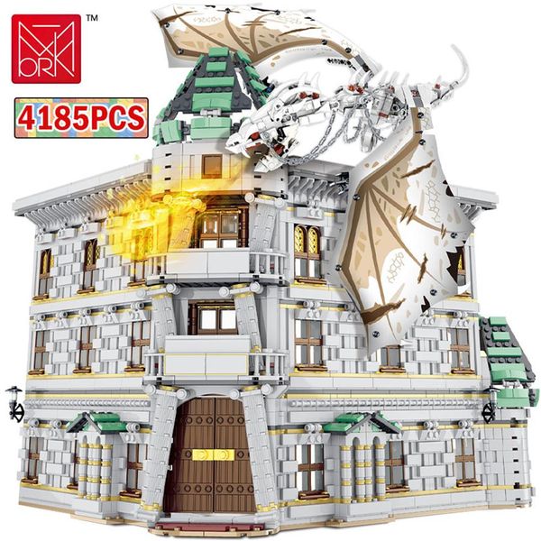 

mork 4185 pcs city famous street view magic bank moc building blocks coffee shop house architecture model brick toy for children3160