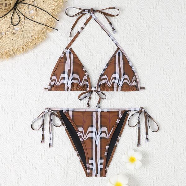 

grid swimsuit bikini set letter women one-piece two-piece swimwear beach wear for holiday bathing suits arrival