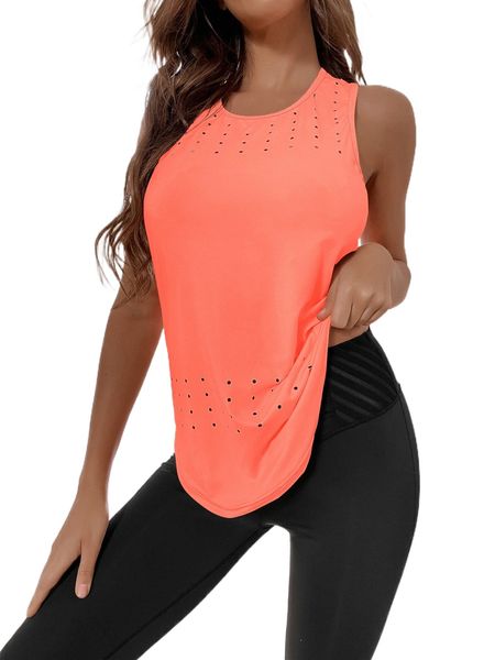 

breathable softness hollow out curved hem sports tank v8rv#, Gray