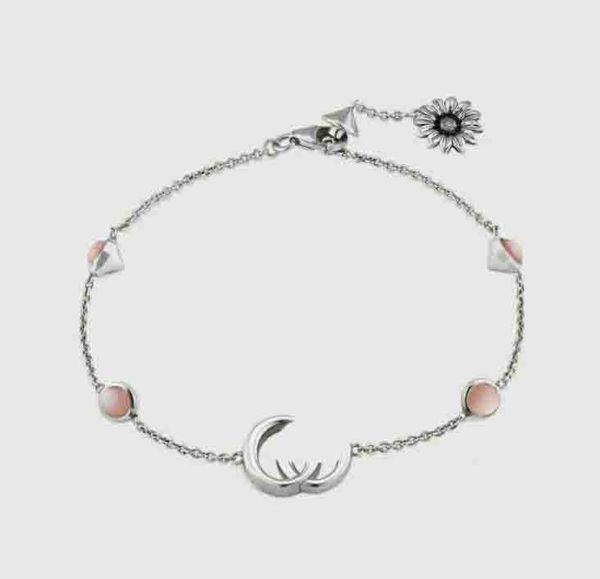 

bracelets luxury jewelry chain pendants bijoux designer 925 silver flower letter g necklace bracelet inlaid with pearl pink mother shell tur, Golden;silver