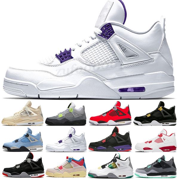 

2022 4 mens basketball shoes 4s raptors pure money royalty white cement bred airs military blue red men trainers sports sneakers designer si, Black