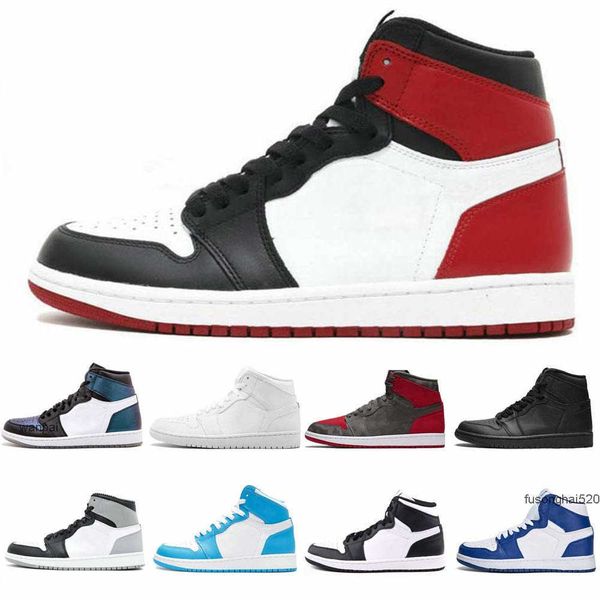 

origianl jumpman 1 1s mens women basketball shoes court purple hyper royal university blue mid grey shadow high obsidian chi og designer sho, Black