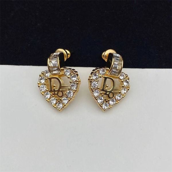 

jewelry online sale 80% off new full diamond heart pendant necklace female fashion star same rhinestone letter earrings, Golden