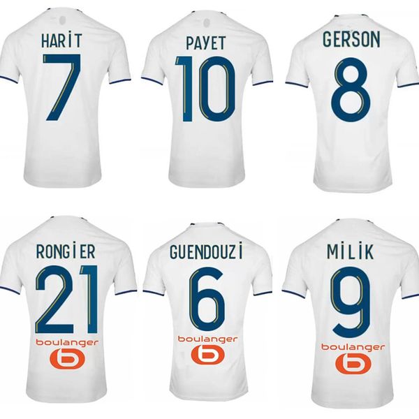 

22 23 soccer jerseys milik maillot foot cuisance guendouzi benedetto gerson payet clauss football shirts men kids kit alvaro under, Black