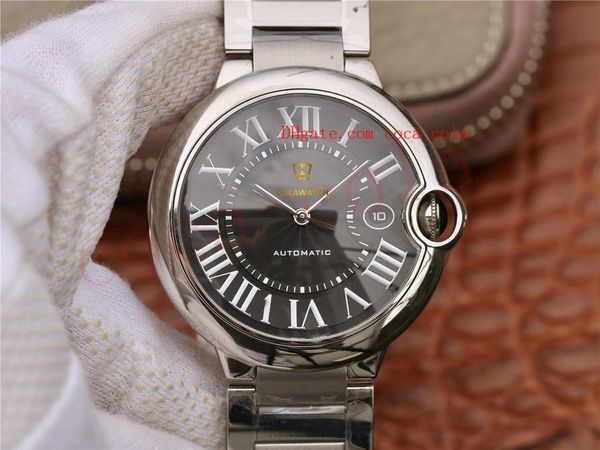 

original box watch 42mm blue balloon sapphire glass mechanical (automatic) wrisrwatch stainless steel strap watches-k79, Slivery;brown