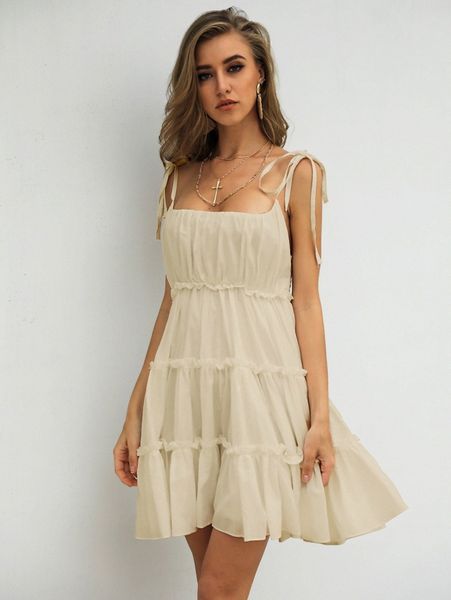 

missord shirred back layered hem cami dress p45t#, Black;gray