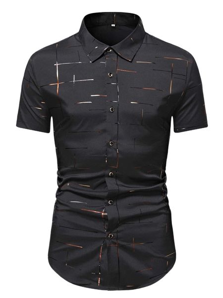 

men geo print shirt x1te#, White;black