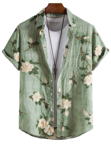 

men floral print shirt without tee p93w#, White;black