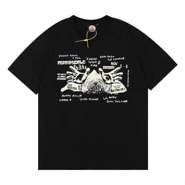 

american summer tide brand travis scotts goat music festival surrounding triangle eye lovers men's and women's short sleeve t-shir, White;black