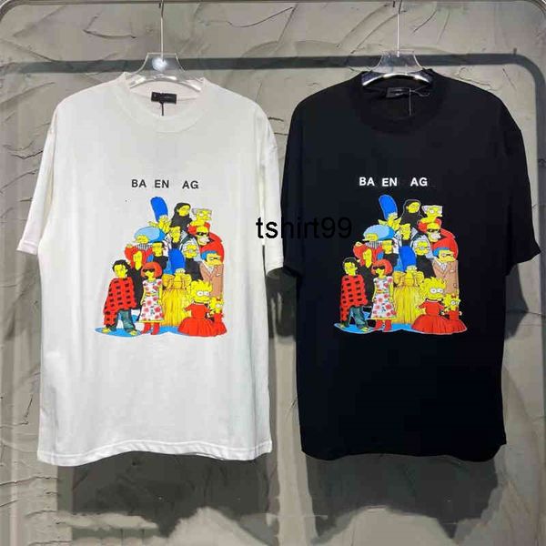 

balencaigass men's t-shirts t shirt 22fw spring and summer co branded paris simpson loose short sleeve t-shirt plain fabric couples, White;black