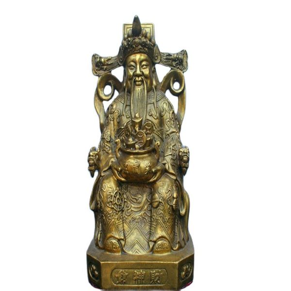 

8&quotbrass god of wealth statue fengshui worship deity statue, Black