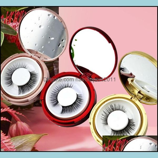 

round false eyelash case plastic rose gold box with mirror eyelashes package cosmetics empty eye lashes boxes drop delivery 2021 other healt