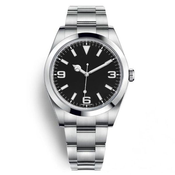 

luxury sport mens wrist watch explorer i stainless steel black arabic index 39mm 3 6 9 new lume dial oyster bracelet 214270 - bran261x, Slivery;brown