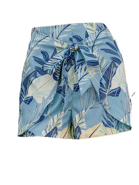 

tropical print tie front shorts j3gu#, White;black