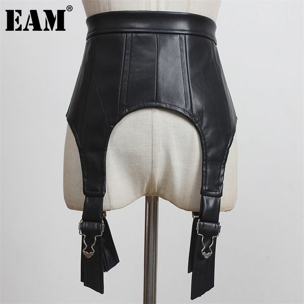 

[eam] black zipper metal buckle pu leather belt personality women fashion all-match spring autumn 1dd1938 220414, Black;brown