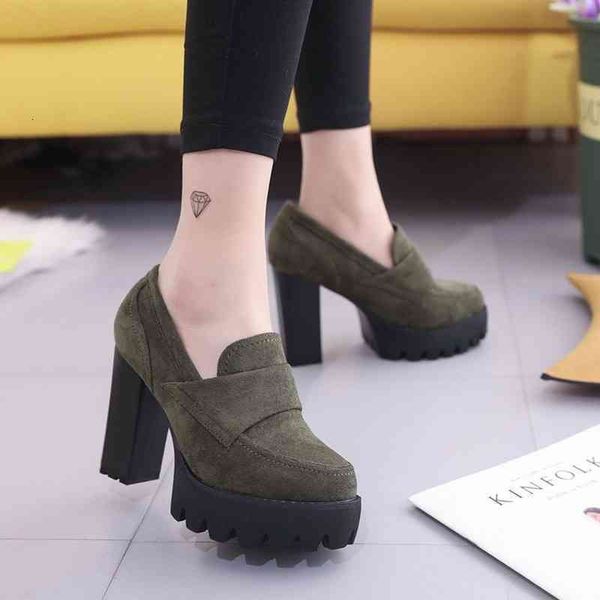 

dress shoes thick-heeled 10cm suede high-heel shoes round toe waterproof black platform single female with thin thick soles 5uj5 yjct