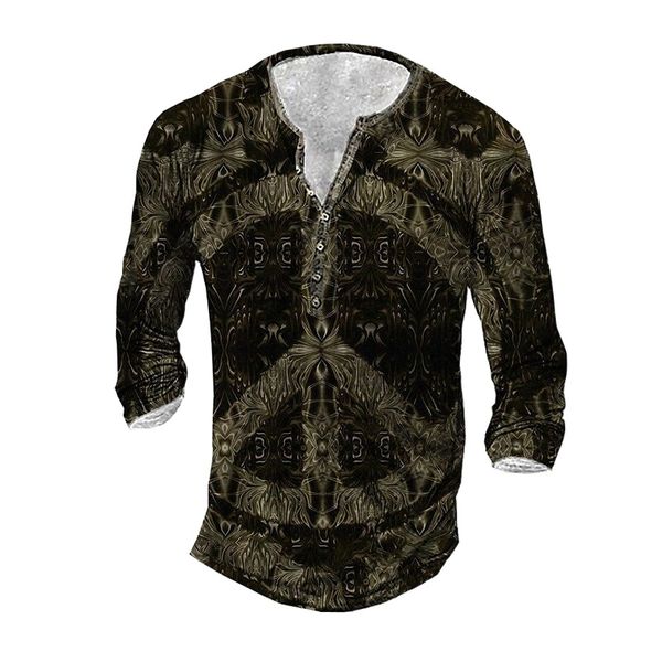 

men's henley shirt tee t shirt 3d print graphic tribal plus size henley daily sports button-down print long sleeve basic casual classi, White;black