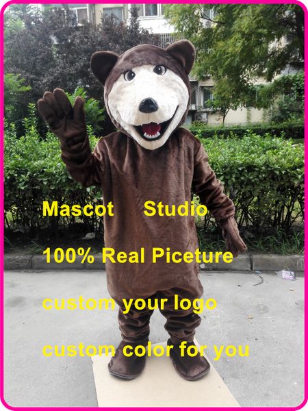 

mascot doll costumegrizzy bear mascot costume brown bear custom fancy costume anime kits mascotte fancy dress carnival costume41372, Red;yellow