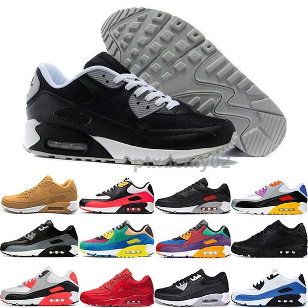

2021 men women casual shoes sneakers classic 90 sport trainer cushion 90s surface breathable sports shoe 36-45 qw11267m, Black