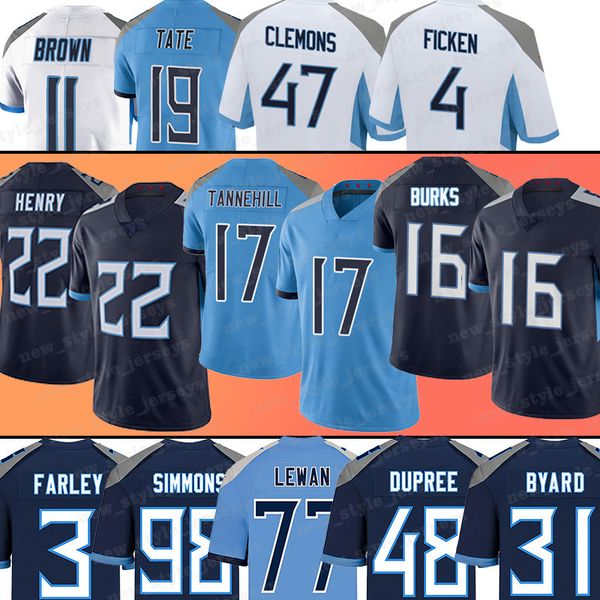 

17 derrick henry football jersey tennessee''titans''16 treylon burks golden tate caleb farley kevin byard bud dupree bri, Black;red
