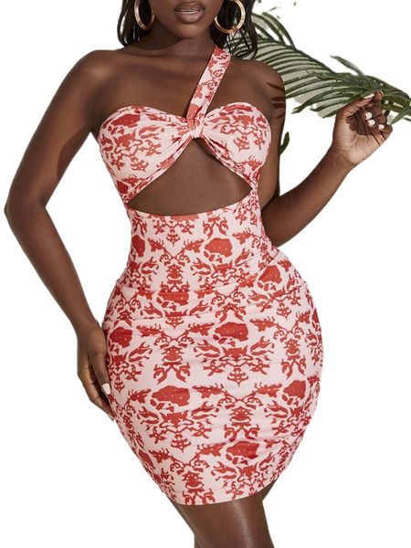 

sxy baroque cut out twist front one shoulder bodycon dress h4pq#, Black;gray