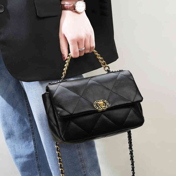 

leather layer small fragrance bag women's texture fashion rhombic chain one shoulder msenger bag portable small square bag