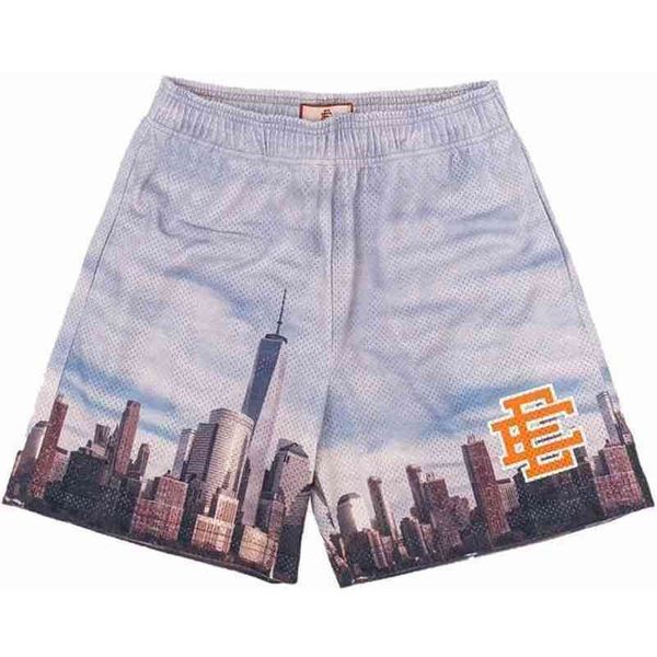 

fashion designer eric emanuel brand ee basic shorts new york city skyline mens casual short fitness sports pants summer gym workout mesh, White;black
