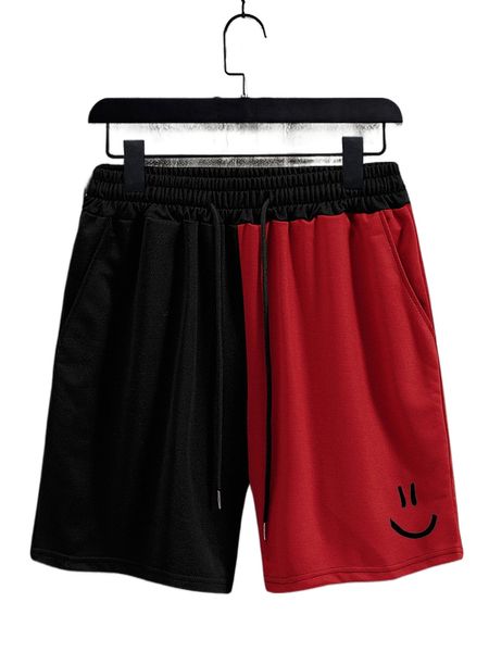 

men cartoon graphic drawstring waist two tone shorts 36vp#, White;black