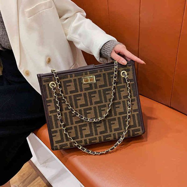

shoulder bags fashion women's 2022 new niche large capacity chain canvas tote bag ko