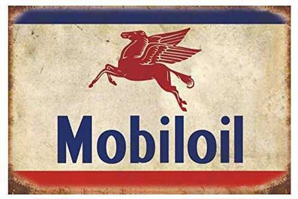 

mobiloil retro vintage tin metal sign wall decor for home garage bar man cave, 8x12 inch/20x30cm