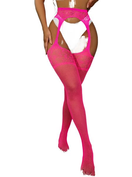 

mesh cut out crotchless tights without liner w6o3#, Black;red