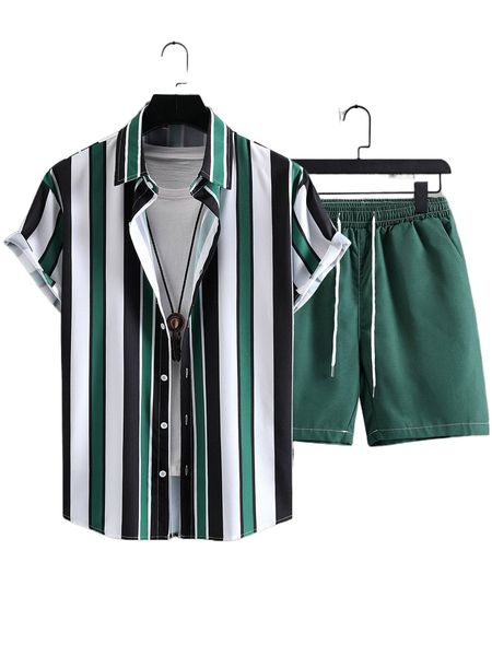 

men striped shirt & drawstring waist shorts without tee v5qb#, Gray