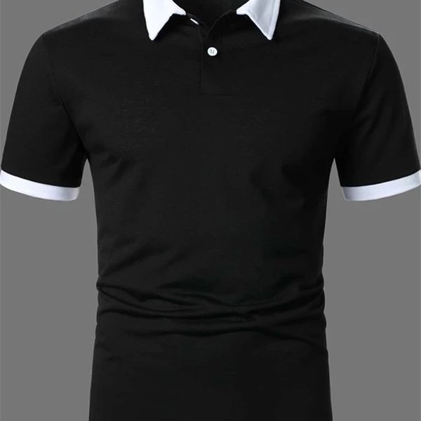 

men s polo shirts short sleeve contrast summer streetwear casual fashion 220719, White;black