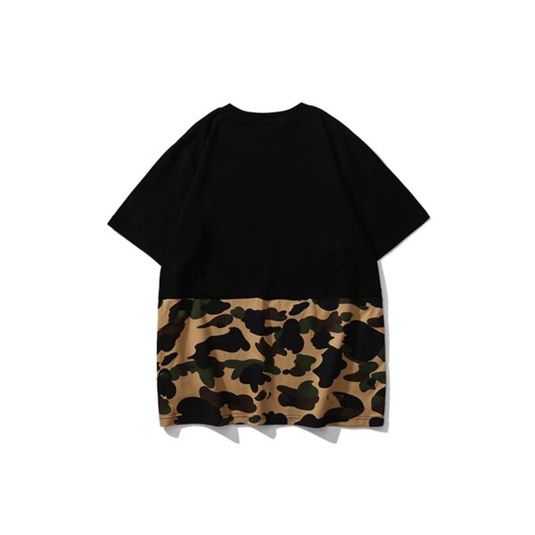 Bape Tshirt Designer Mens T Shirts Shark Fake Zipper Pattern Print Clothes Cartoon Line T Shirt Graphic Tees Colored Women T-shirt Tie Dye Shirt Marbled