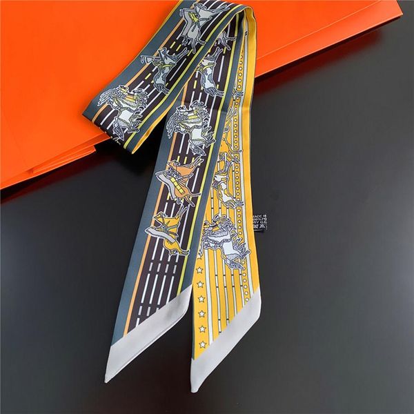 

chic girl's bandeau satin long scarf multi function ribbon woman's headband hairband lady's neck tie neckerchief ba1961, Blue;gray