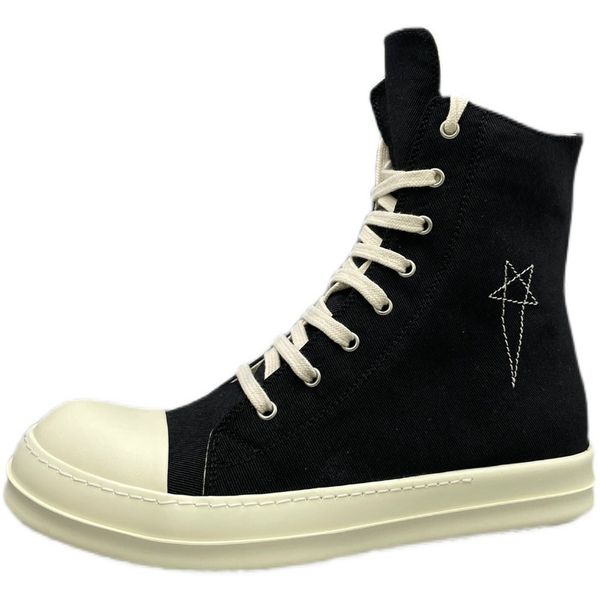 

22ss embroidery tpu fragrant sole x vegan runner boots lace up satin canvas hip hop designer catwalk handmade sew boot, Black