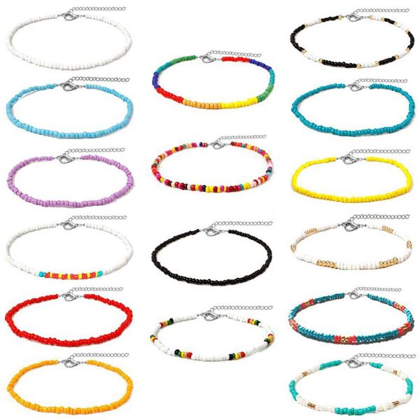 

nothing2 choker necklace personality jewelry bohemian short necklaces chokers adjustable color rice bead necklace wholesale, Golden;silver