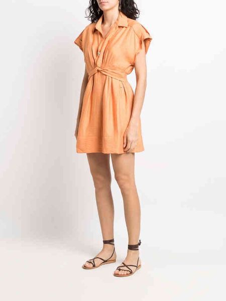 

casual dresses sand women orange lapel collar tie twist mini shirt french pairs summer vacation holiday kvai, Black;gray