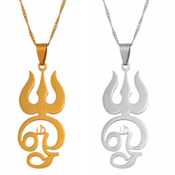 Anhänger Halsketten Anniyo Tamil Om Zeichen für Frauen Mädchen Gold Farbe Edelstahl Symbol Schmuck #051621