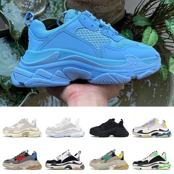

luxury designer sneakers casual shoes triple s old dad thick bottom 17fw black white blue beige pink platform loafers mens women pantoufle j